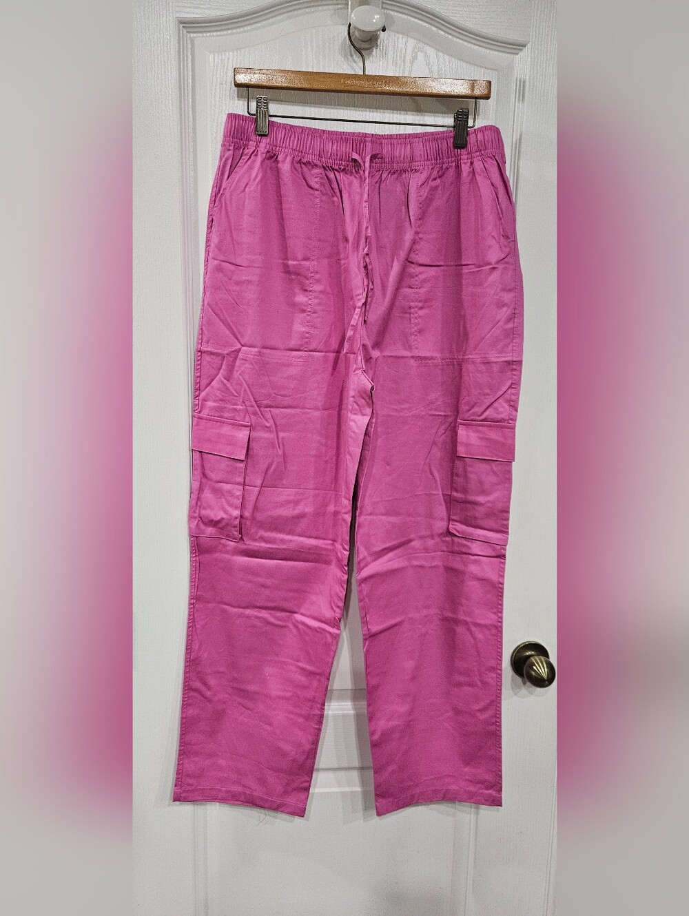 Hot Pink Cargo Trousers with Drawstring Waist